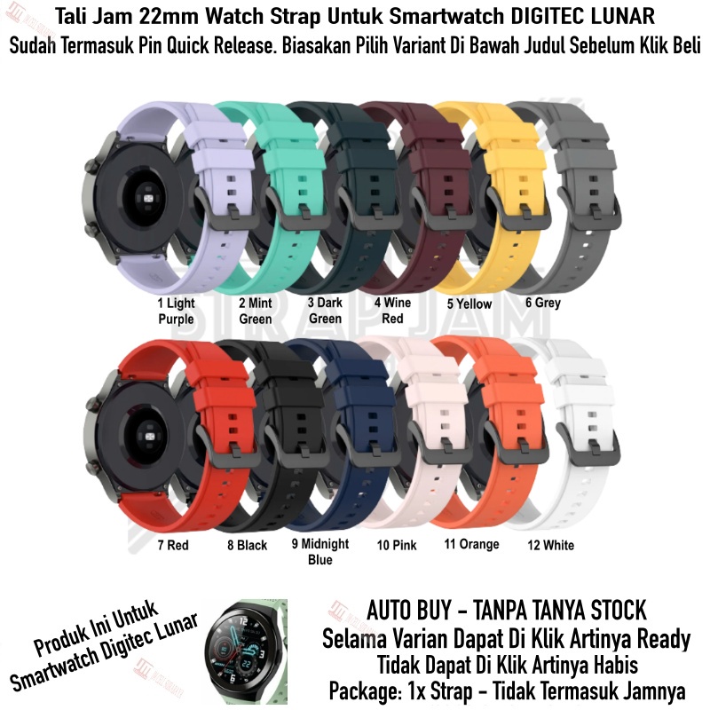 T2P Strap 22mm Untuk Smartwatch Digitec Lunar - Tali Jam Tangan Pin Quick Release