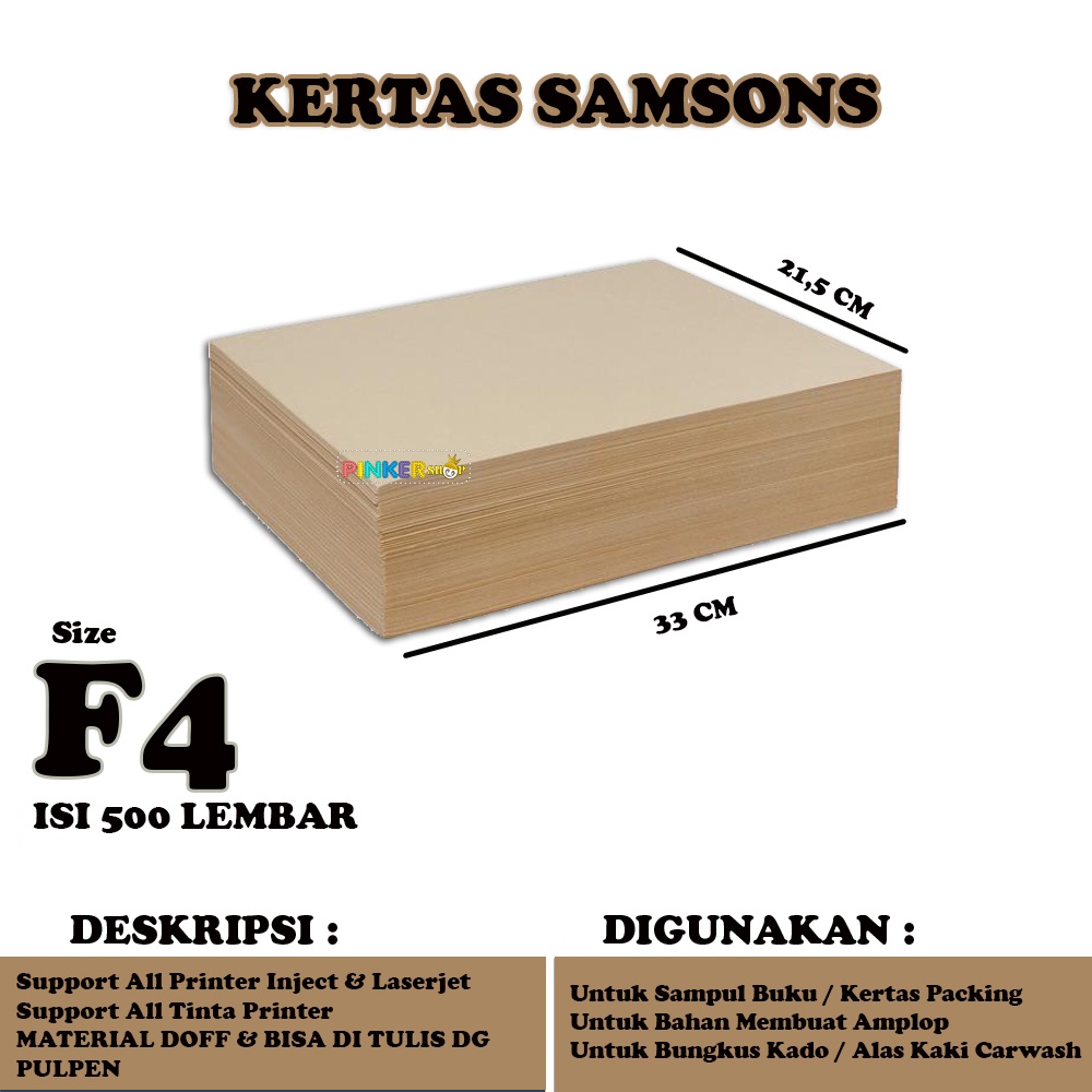 

Kertas Samson Kraft F4 isi 500 lembar / Samson Kraft F4