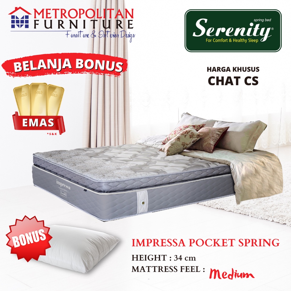 Kasur Springbed Elite Serenity Impressa Pocket Spring Spring bed matras