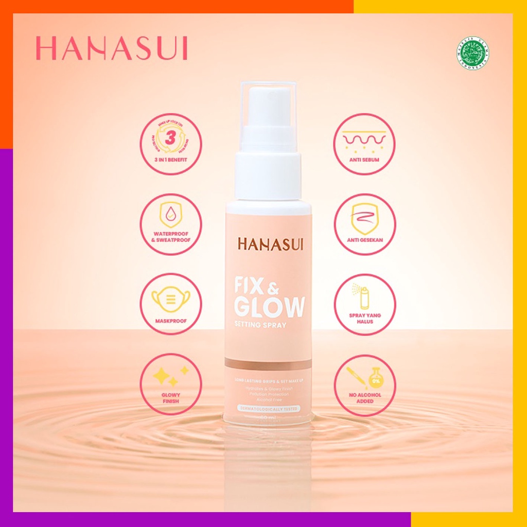 HANASUI Fix &amp; Glow Setting Spray 60ML / BPOM