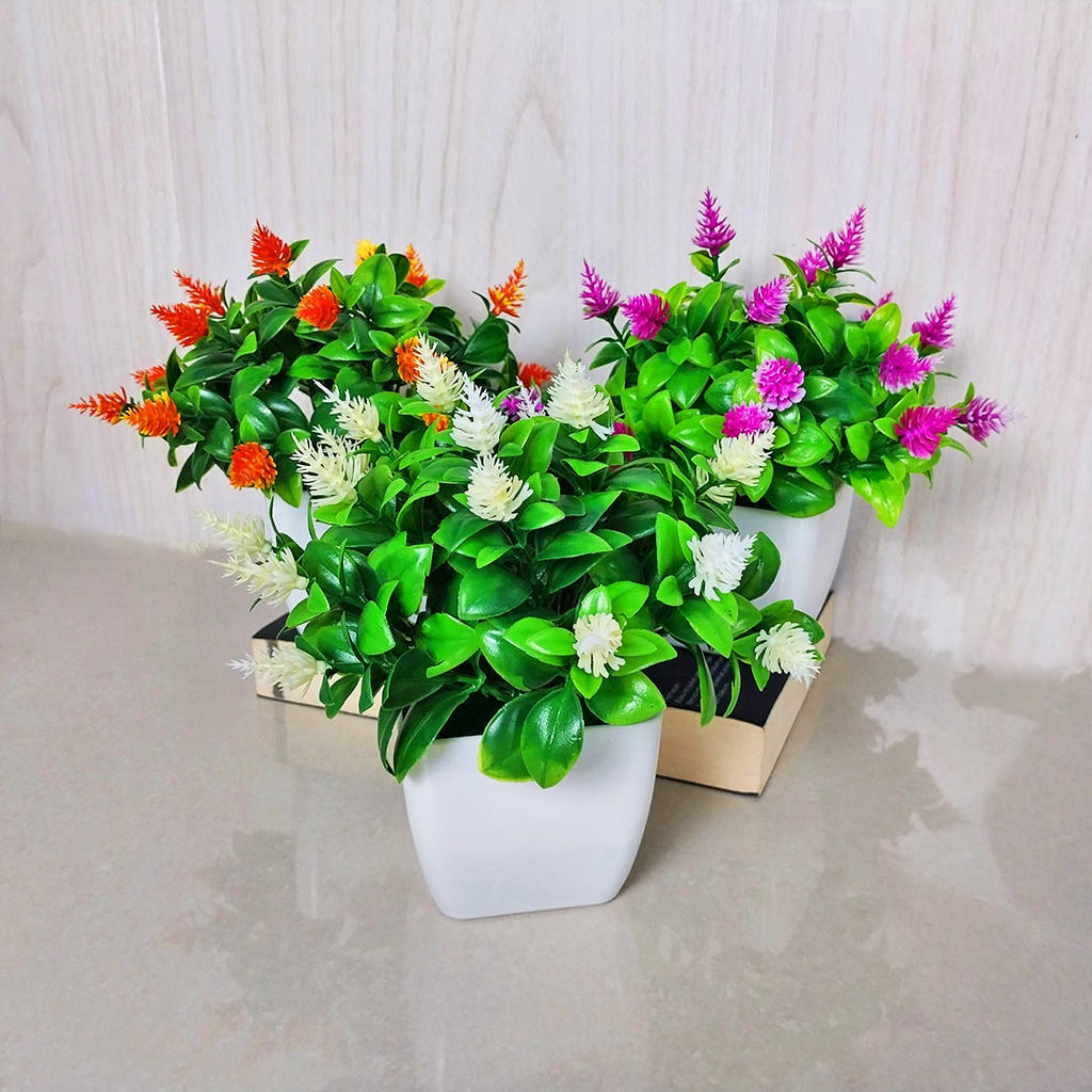 Tanaman Pot Plastik Hias Ornamen Bunga Bonsai Pajangan Dekorasi Rumah Satu7an PBP18