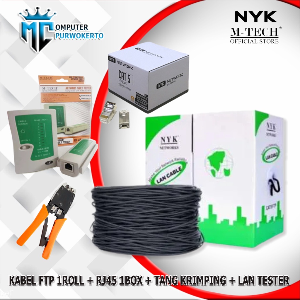 PAKET KABEL LAN FTP UTP RJ45 TANG KRIMPING LAN TESTER