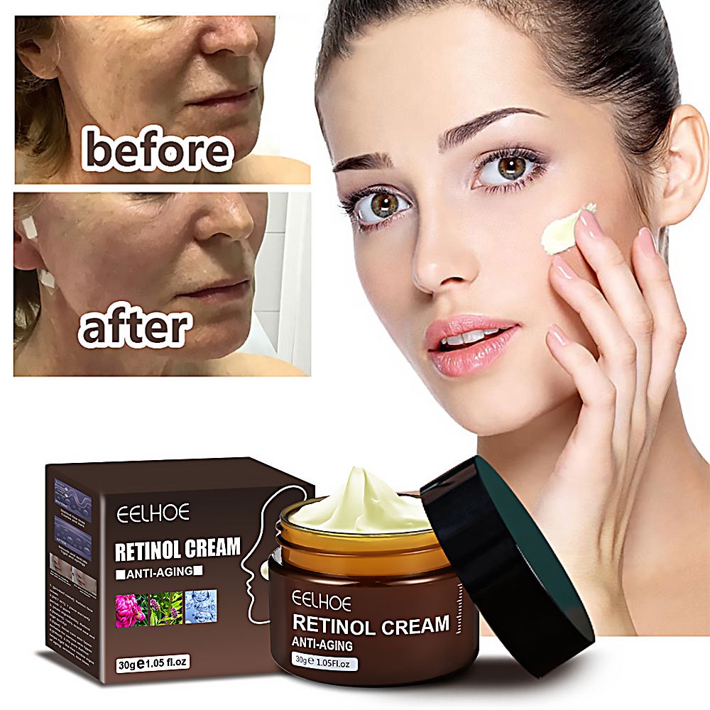 EELHOE Retinol Cream + Retinol Serum Anti-Aging Anti-wrinkle Whitening Moisturizing Cream/Retinol Pelembab Krim Untuk Wajah Anti Penuaan Krim Pelembab Pemutih dan Anti Penuaan