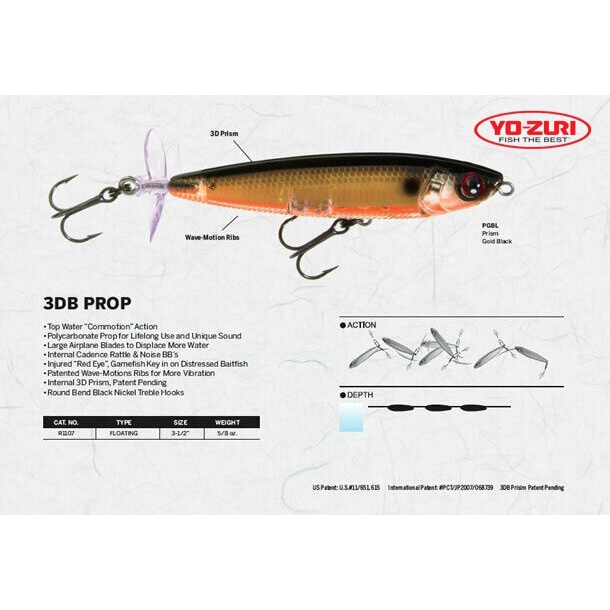 Yozuri 3DB Prop F 90mm Top Water Lure Umpan Pancing