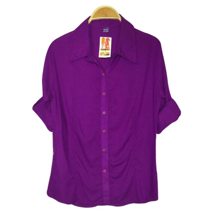 Atasan Wanita Kemeja Atasan Wanita BASIC POLOS Katun Rayon Adem Warna UNGU - XXXL Ramadhan Kekinian 