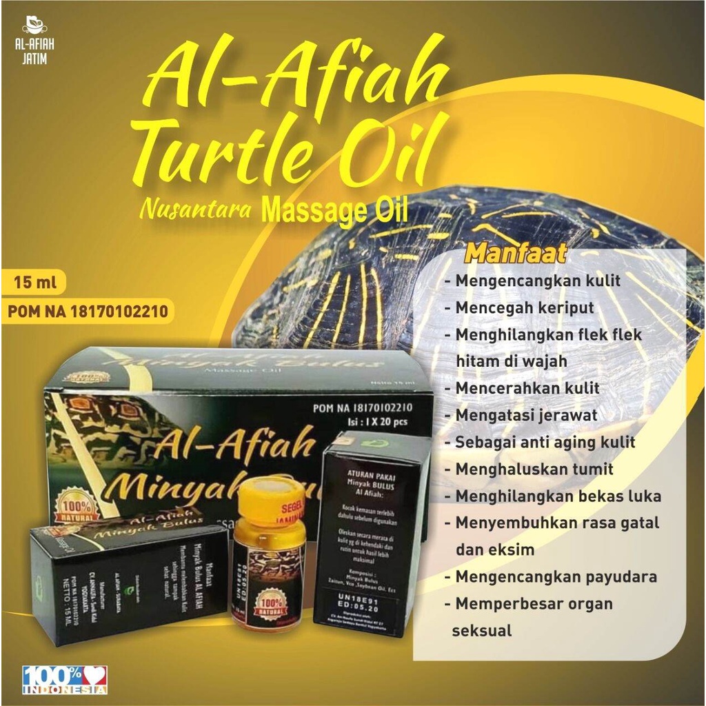 Minyak Bulus Murni Plus Zaitun - Bulus Oil Al Afiah - Turtle Oil - Massage Oil Original BPOM