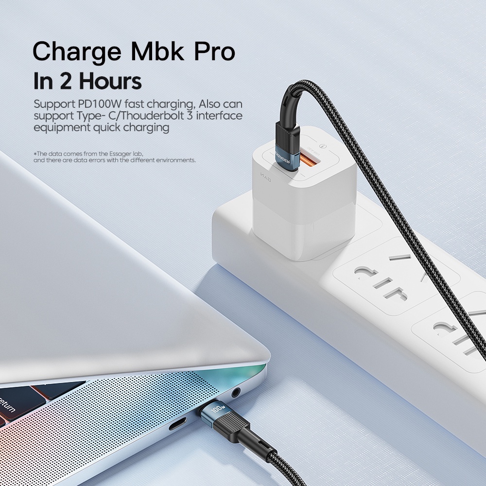 Essager Kabel data Fast Charging 5A 100W Tipe C Ke USB C 100CM QC4.0 Tipe C Untuk Android Huawei BY SMOLL