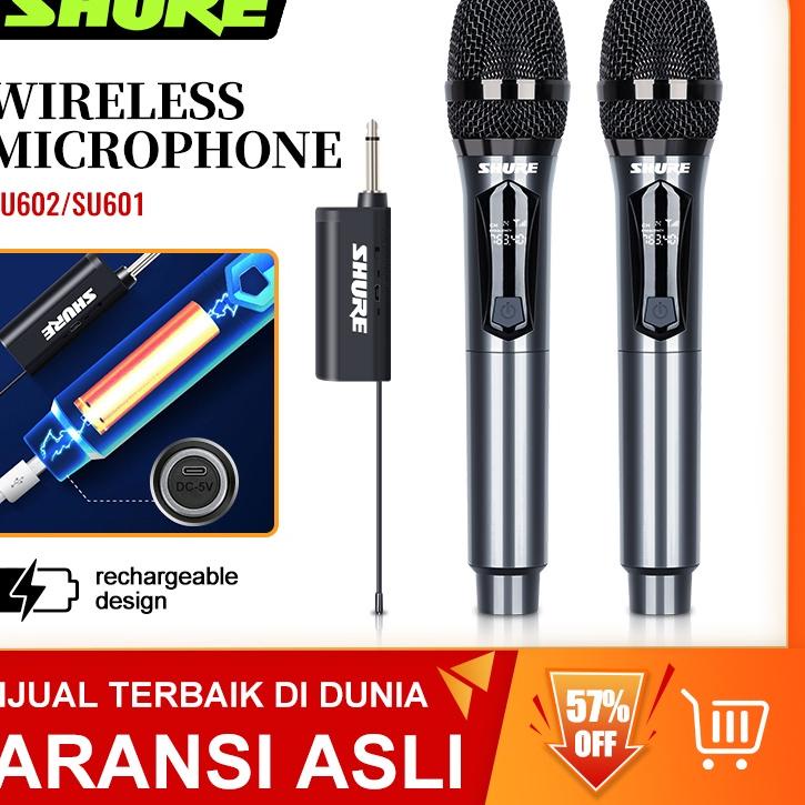 ✦ SHURE SU601/SU602 mikrofon nirkabel isi ulang mikrofon genggam penyebaran UHF Pasang dan mainkan P