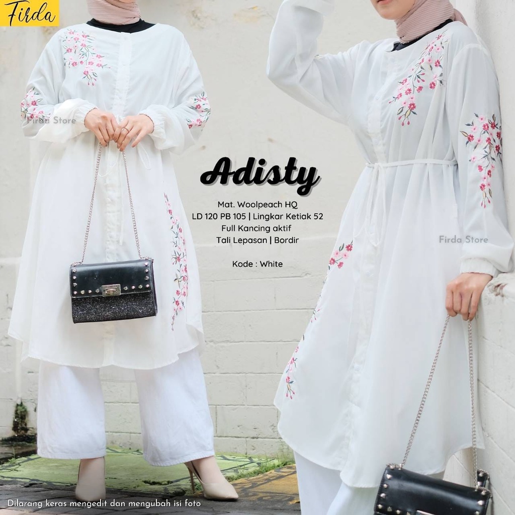 Aneka Tunik Firda Baju Atasan Wanita Lengan Panjang Adisty Warna Putih Jumbo Bigsize LD 120 XXXL Bor