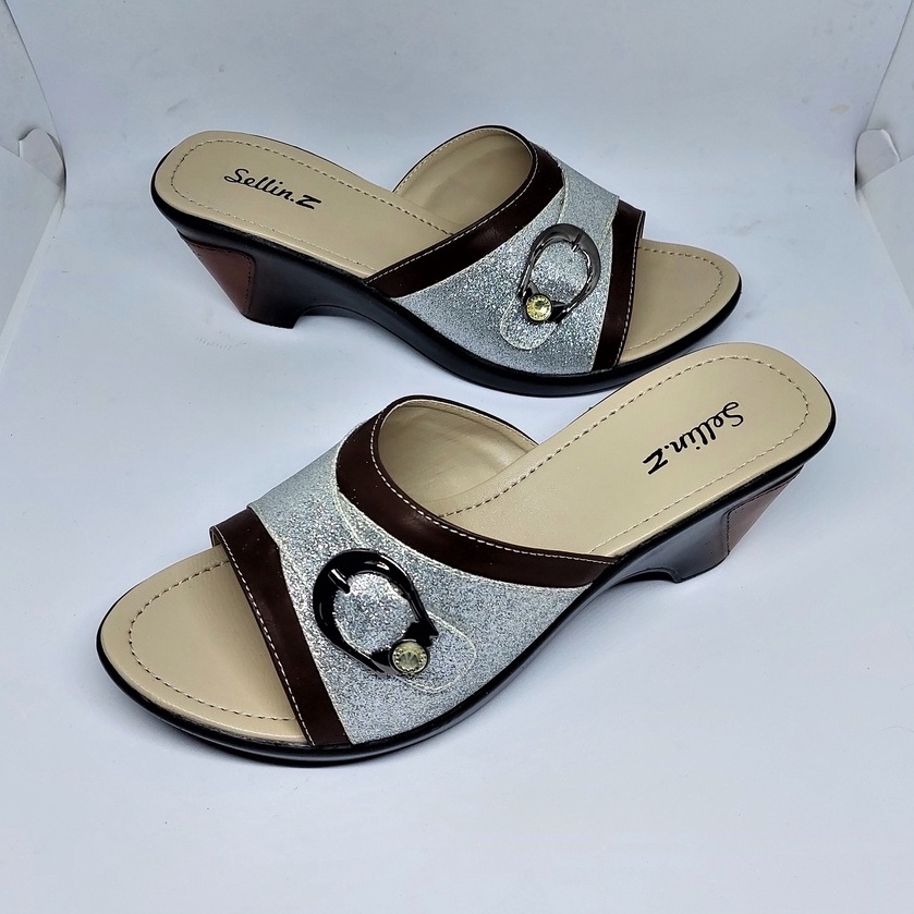 Sendal wedges pesta formal modis murah / sendal kondangan ibu wedges hak tinggi