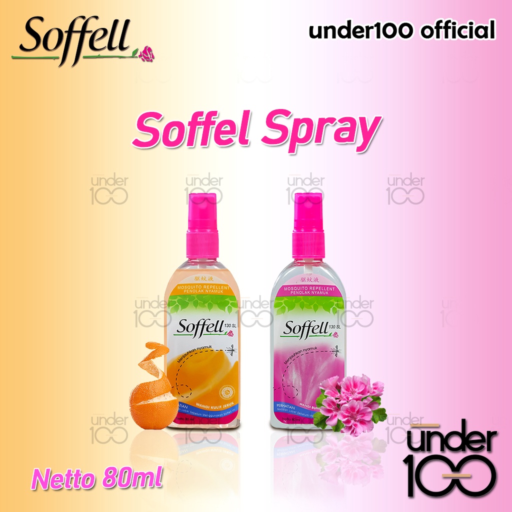 ❤ UNDER100 ❤ SOFFELL Lotion Anti Nyamuk Botol Spray 80ml |Sachet 6g | Botol Kulit Jeruk 80 gr | Apel 60 gr | Bunga Geranium 80 gr