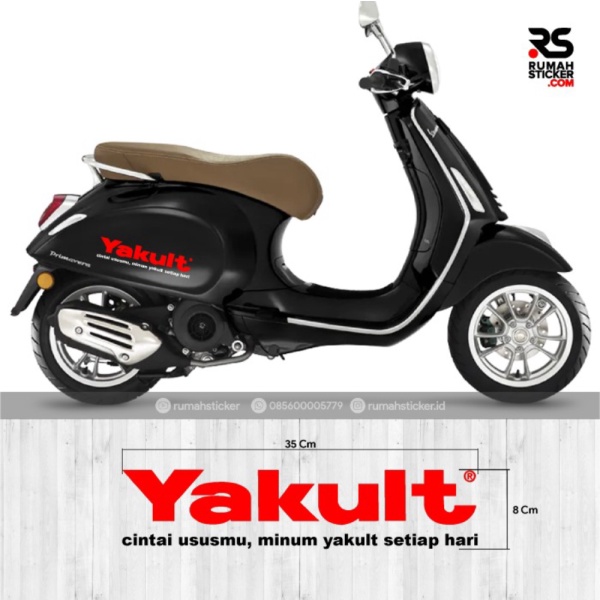 Promo STICKER STIKER CUTTING LOGO YAKULT VESPA SCOOPY GENIO DLL - SLOGAN PUTIH VESPA Termurah