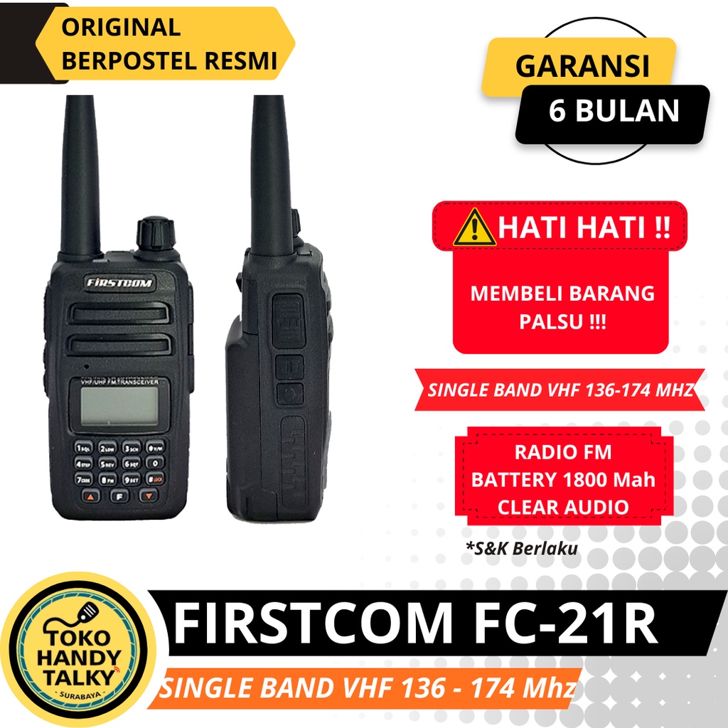 FIRSTCOM FC-21R FC 21R FC 21 R SINGLEBAND 5W VHF 136-174Mhz ORIGINAL