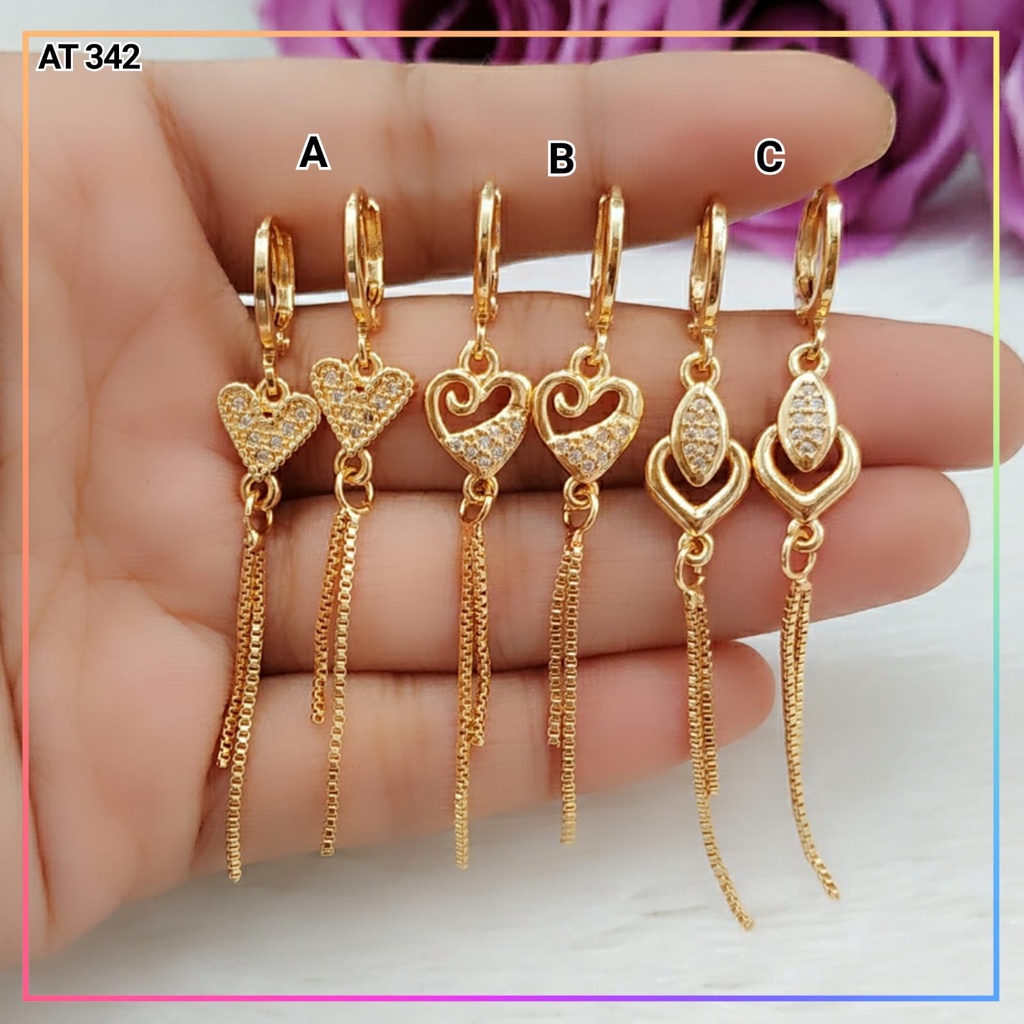 Anting xuping anting wanita dewasa jurai love oval perhiasan lapis emas Gold AT 342