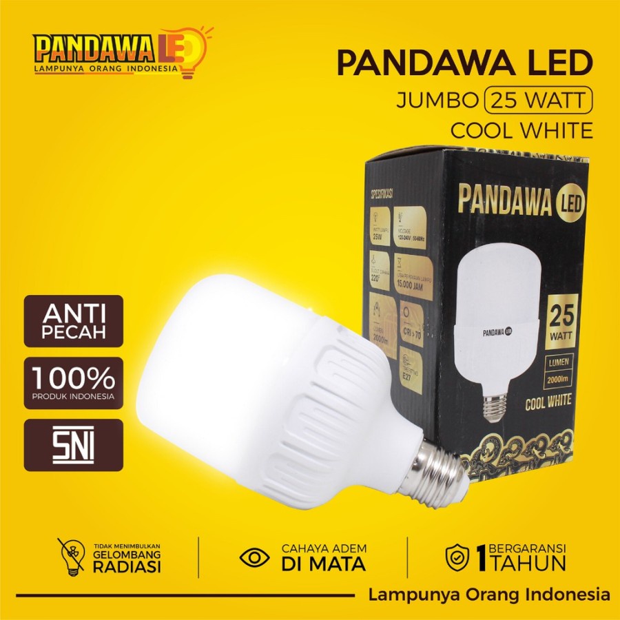 LAMPU LED 25W PANDAWA BERGARANSI