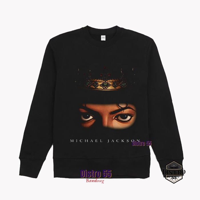SWEATER MICHAEL JACKSON CREW NECK BLACK SHIRT / KING OF POP / DISTRO 55 BANDUNG / BAHAN BABYTERRY CO