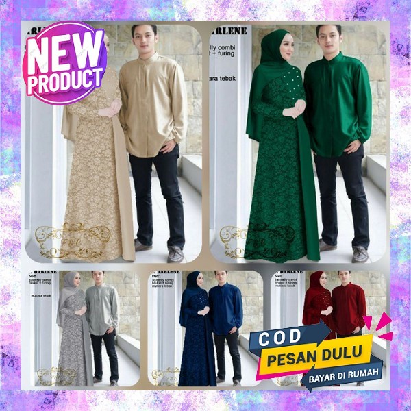 Wou Batik Premium - Gamis Batik Couple Marwa Gamis A-Line Syari Lebaran Dan Kondangan Kekinian Bahan