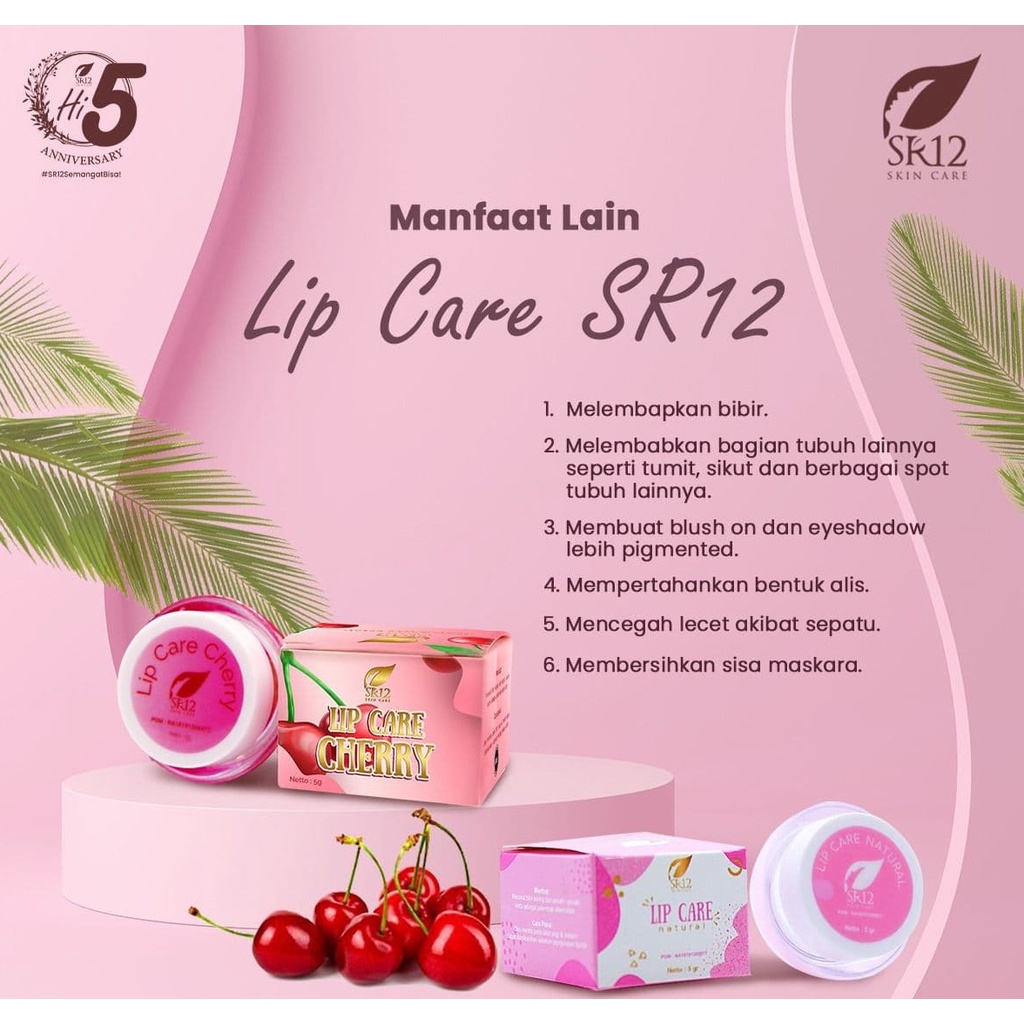 Lipcare Cherry SR12 BPOM Atasi Bibir Kering Pecah Pelembab Alami Bibir Mengembalikan Warna Alami Bibir