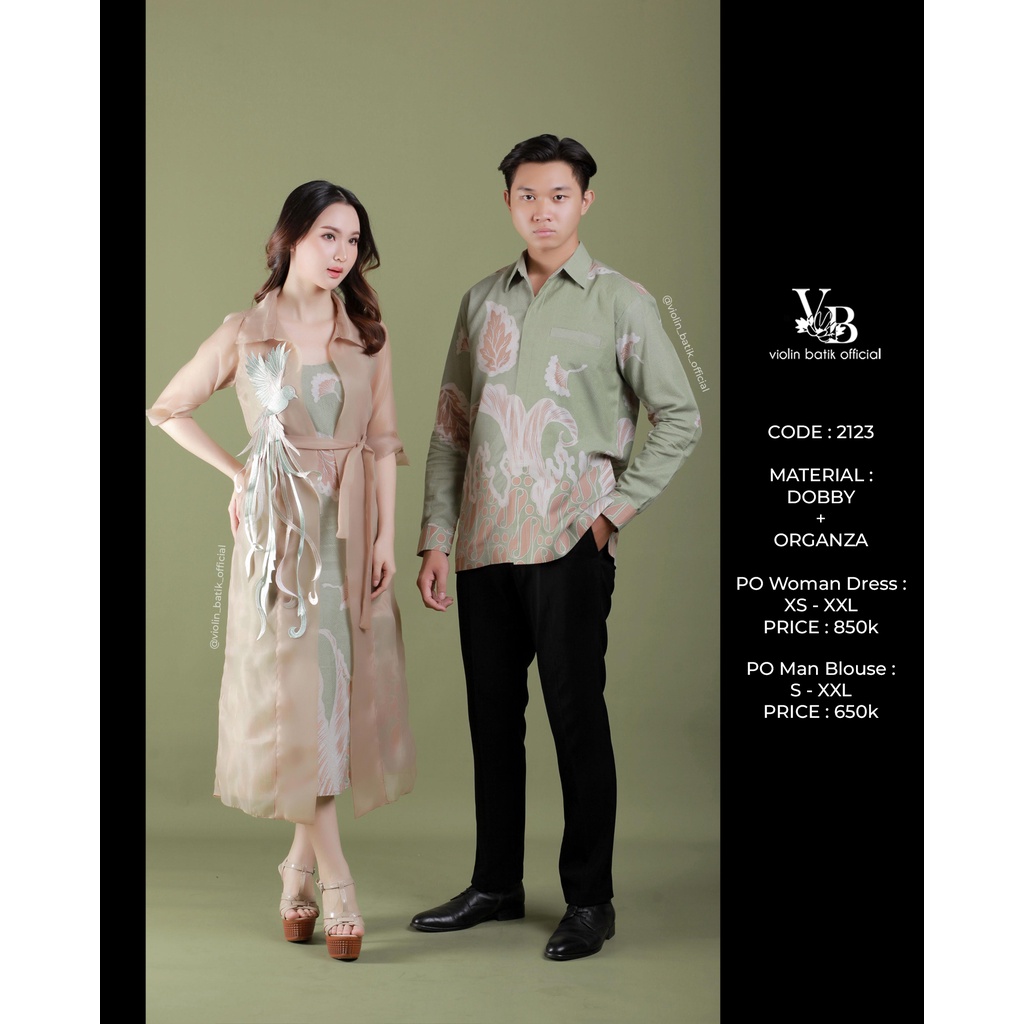 Dress Batik Dobby Outer Organza Panjang 2123