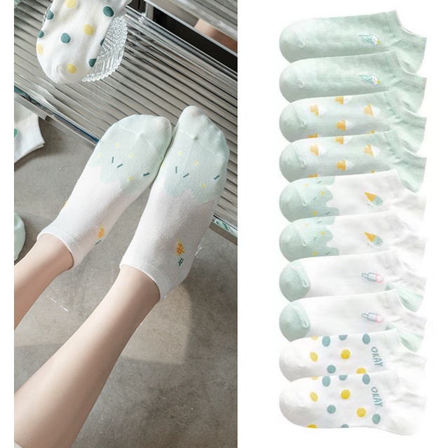 FASHION FAIR - D2040 Sarung Kaki Unisex / Ankle Socks / Kaos Kaki Wanita Motif Ice Cream K5695 / Kaus Kaki Pendek Fashion Korea