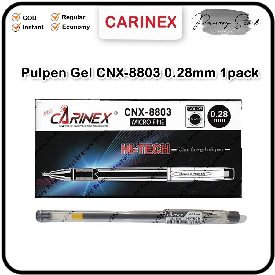 

Pulpen 0.28 mm 1 Pack Hitam Bolpen Pena Gel Carinex CNX 8803 Tajam Tajem Lancip Black 0.28mm