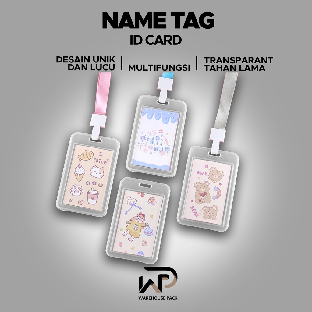 

Name Tag ID Card Transparant | Gantungan Kartu Nama Plastik Transparant | Lanyard Potrait Motif Polos Warna Warni | Gantungan Kartu Nama