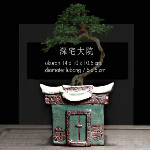 Pot Bonsai Keramik Import Antik Gaya China Kuno
