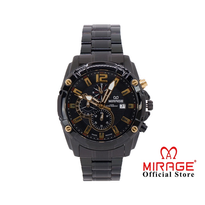 Limited Edition Jam Mirage Original Laki Hitam Black 8714M Sport terbaru