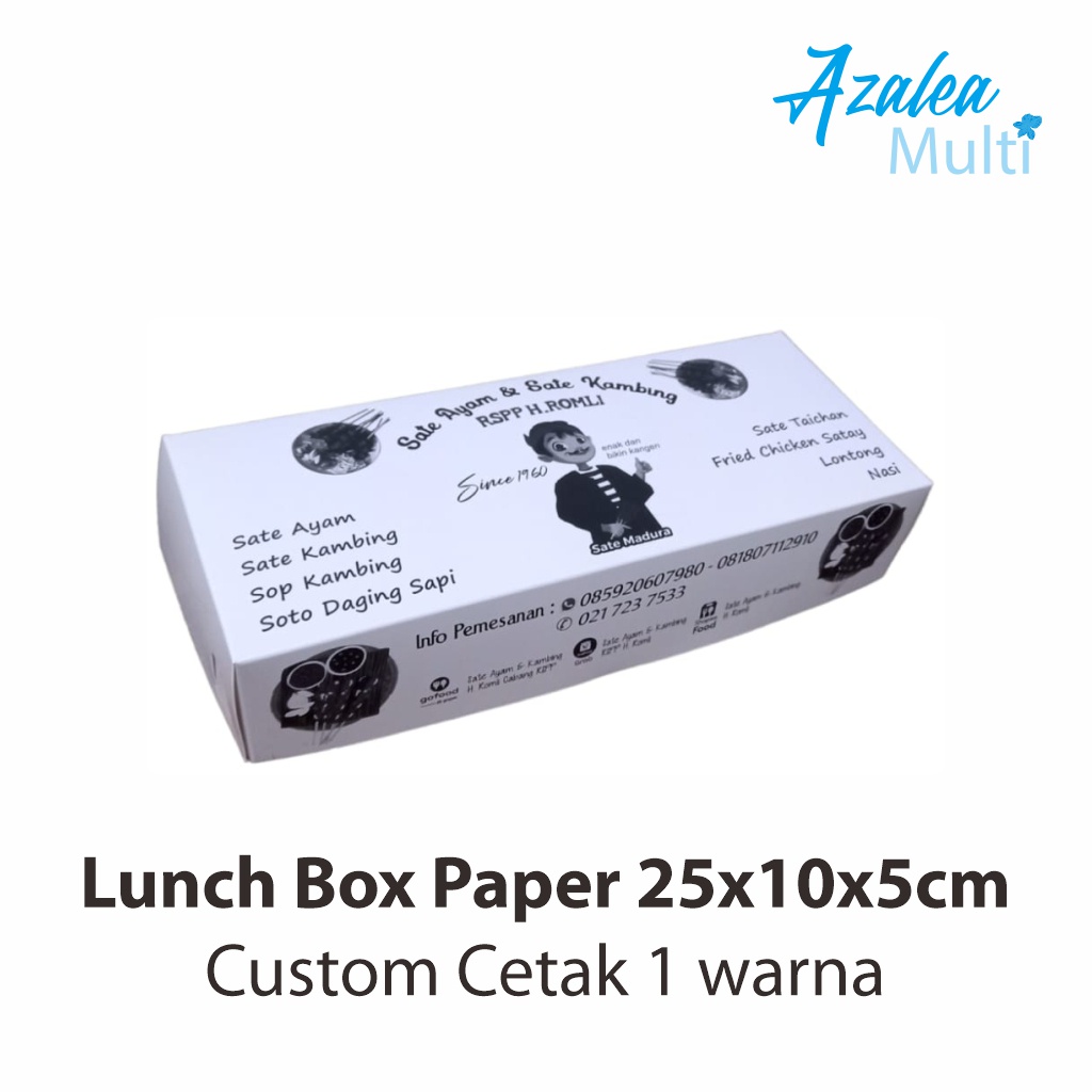 Lunch Box Paper 25x10x5cm Custom Cetak 1 warna / Dus Makanan / Dus Ayam Geprek / Dus Fried Chicken /