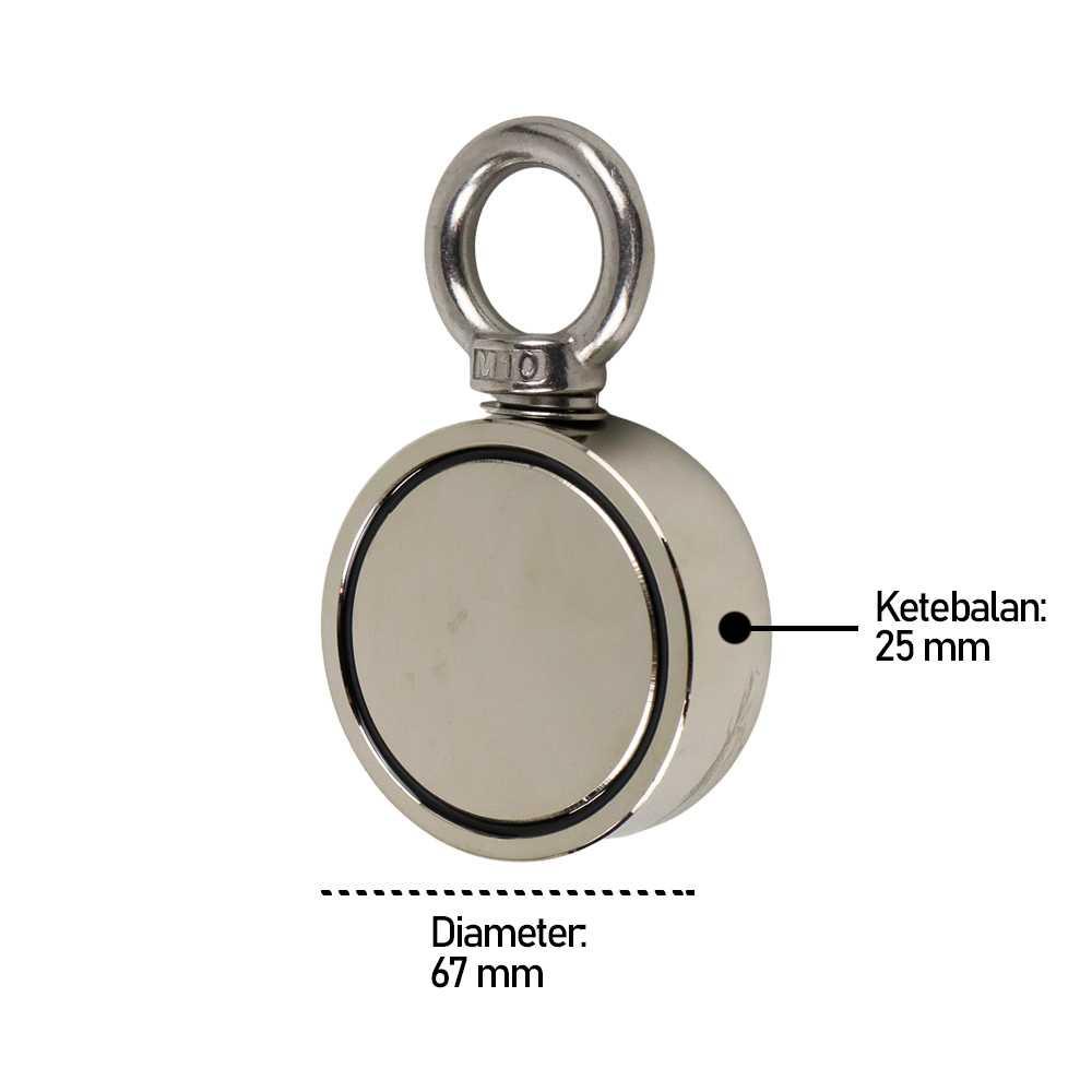 Magnet Gantungan Round Hook Strong Neodymium 67mm - D67 - Silver