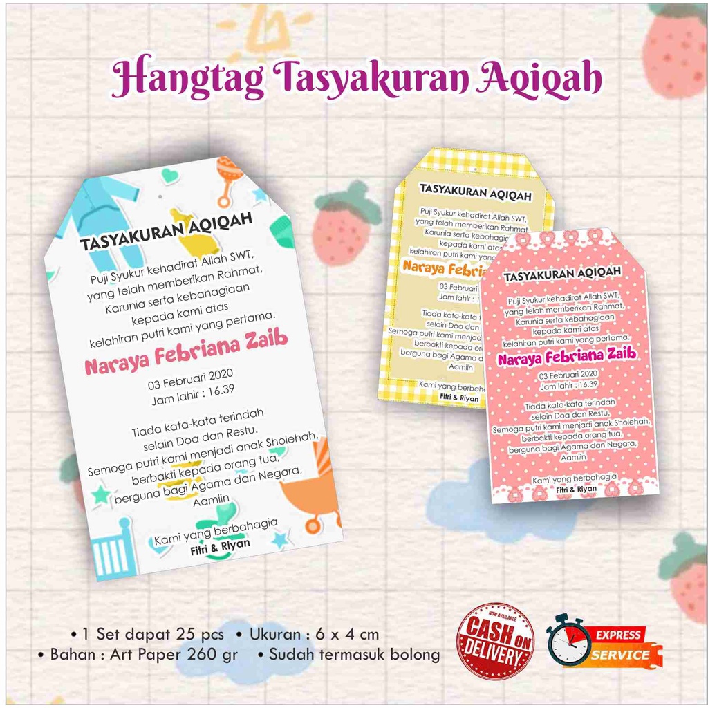 

Hangtag Tasyakuran Aqiqah