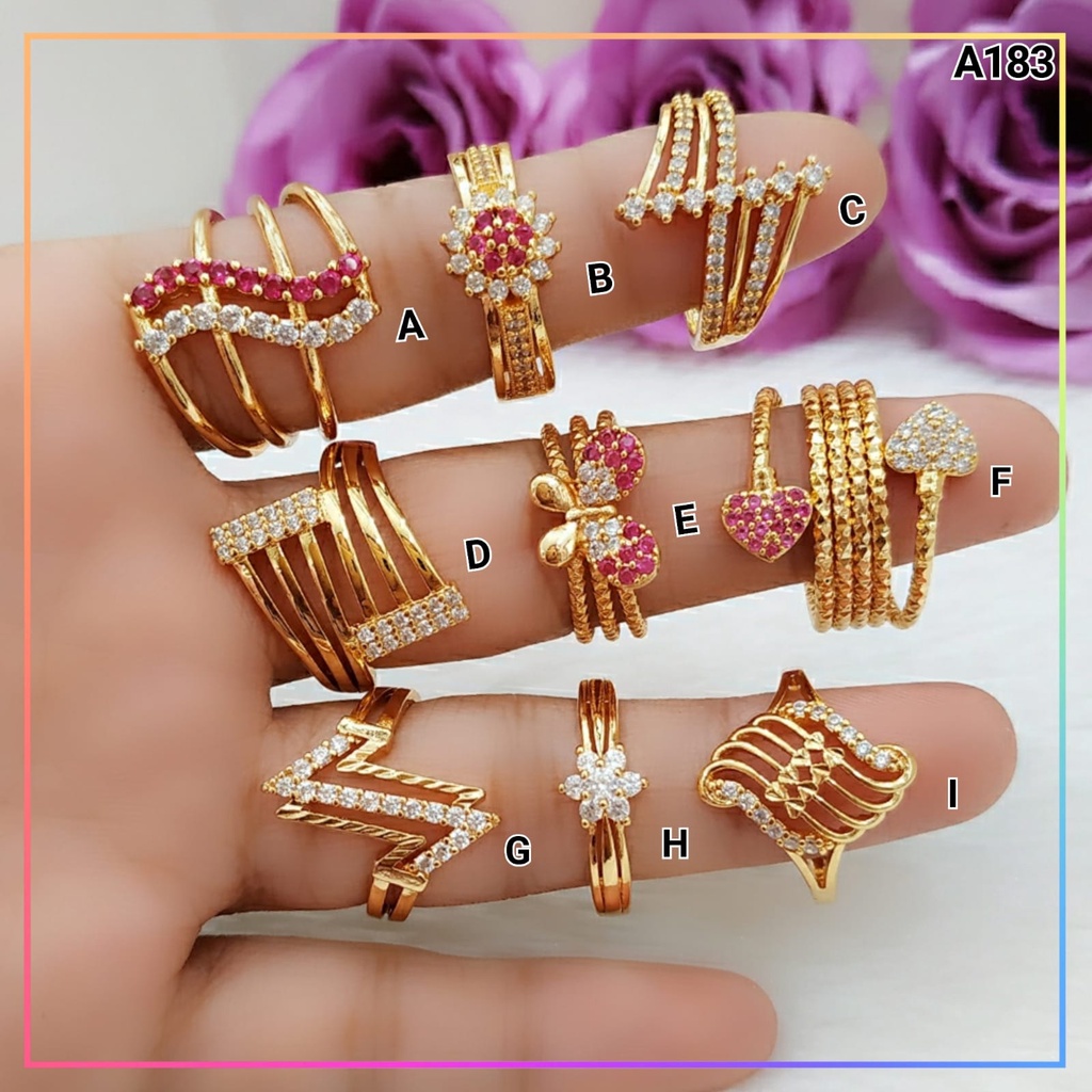 Cincin xuping cincin dewasa dubai krawang permata putih perhiasan lapis emas gold A207