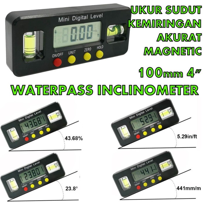 Water Pass WaterPass Magnet Digital Sudut Kemiringan INCLINOMETER mini