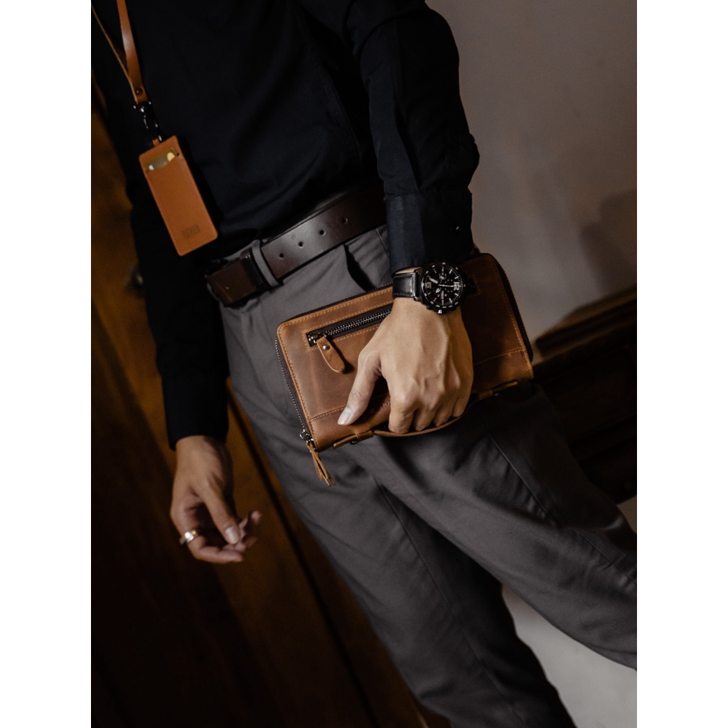 Handbag Reven Benicio Clutch Pria Kulit Sapi Asli Tas Tangan Fashion Cowok Laki laki Pria Keren Original Lokal Branded New Style Stylish Korea