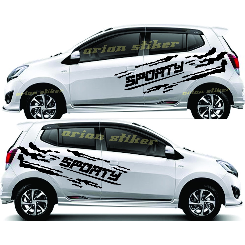 Cutting Stiker Mobil Ayla Agya Stiker Motif Sporty Lumpur Stiker Mobil Ayla Agya Brio Jazz Yaris Sti