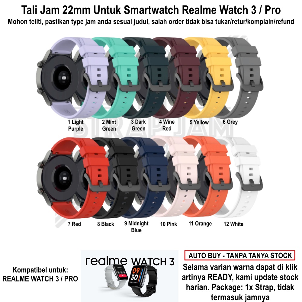 T2P Strap 22mm Untuk Realme Watch 3 / Pro - Tali Jam Tangan Pin Quick Release