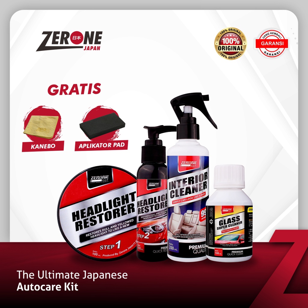 Zerone Japan Paket Pembersih Interior Dalam Mobil Glaas Super Cleaner Pembersih Jamur Kaca  Headlamp