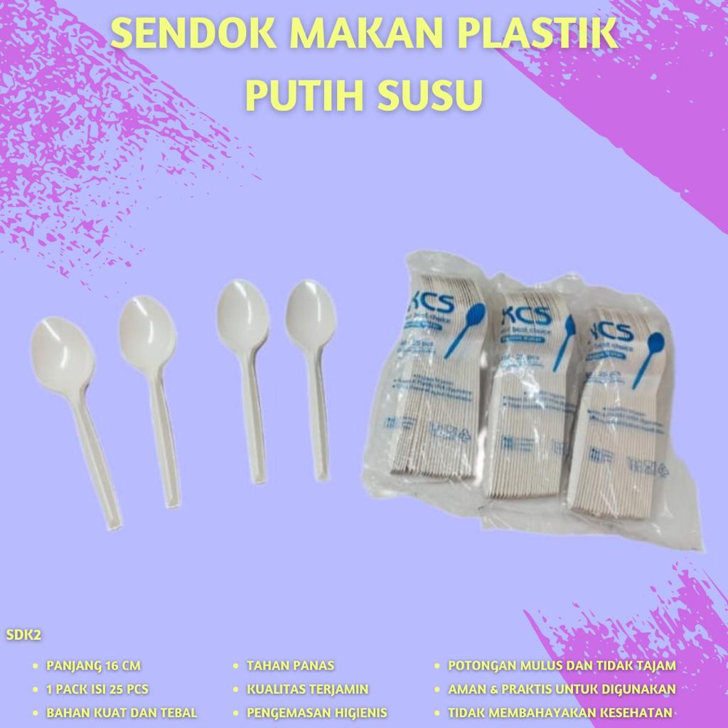 Sendok Makan Sendok Plastik Warna Putih Susu (Isi 25 Pcs-SDK2)