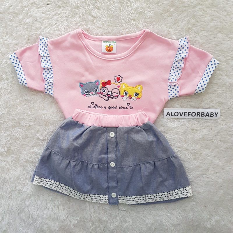 Setelan Bayi kucing rok lucu set