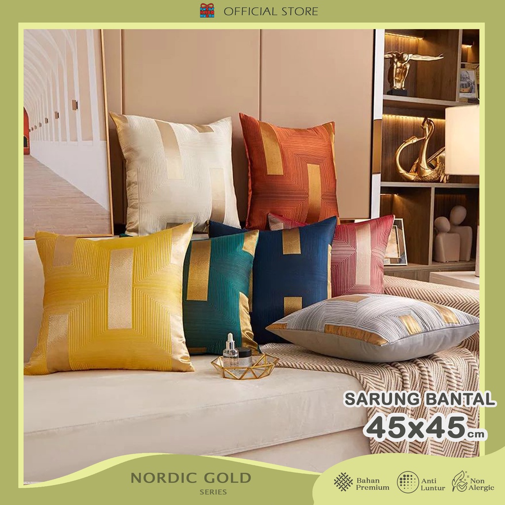 COVER SARUNG Bantal Sofa Luxury Gold Nordic Emboss 45x45 cm - Pusat Kado Murah