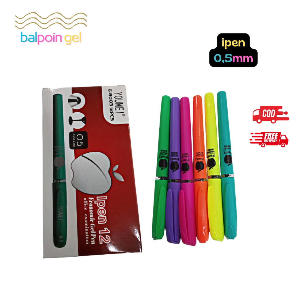 

Pulpen Gel IPEN Ketebalan Tinta 0,5mm / Bolpoin Gel IPEN Isi 12 Pcs