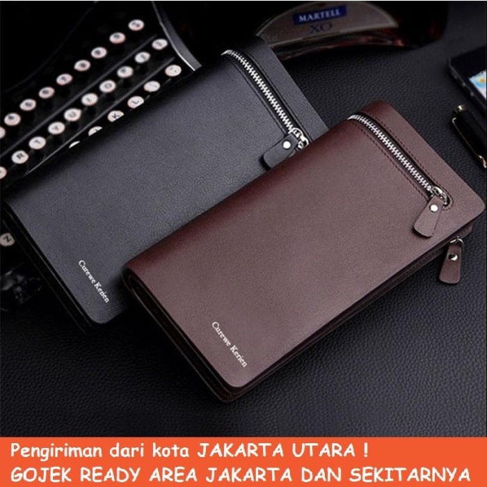 Dompet Kulit Pria Wanita Panjang Curewe Kerien 11 Black Brown Cokelat Tua V0R6 Dompet Murah Distro K