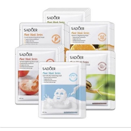 SADOER Facial Sheet Mask Masker Wajah Botany and Fruits Skin Care Plant Mask Series