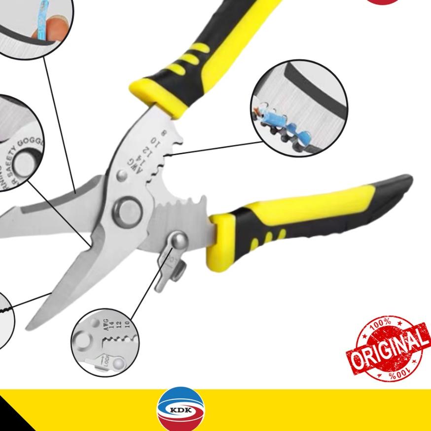 ➦ TANG POTONG KUPAS KABEL KDK MULTIFUNGSI 7" LANCIP ☜