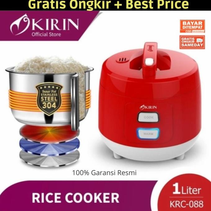 Rice Cooker Kirin 1 Liter Krc-088 / Magic Com / Stainless Steel Storayulta