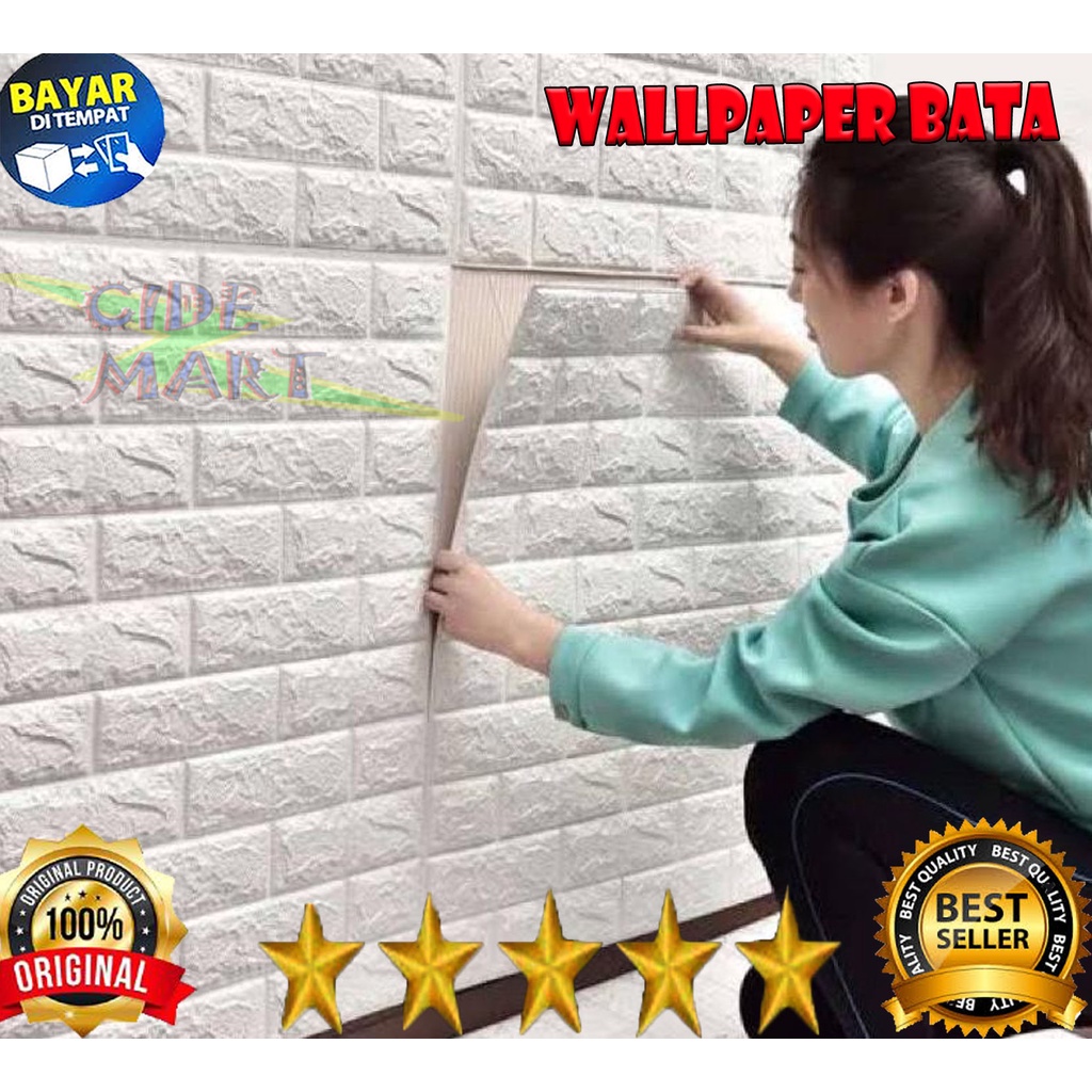 MC Wallpaper Dinding Foam Timbul 3D Bata Classic Brick 70x77cm / Wallpaper Motif 70 x 77 cm / Sticker Stiker Dinding Wall paper Dekorasi Kamar