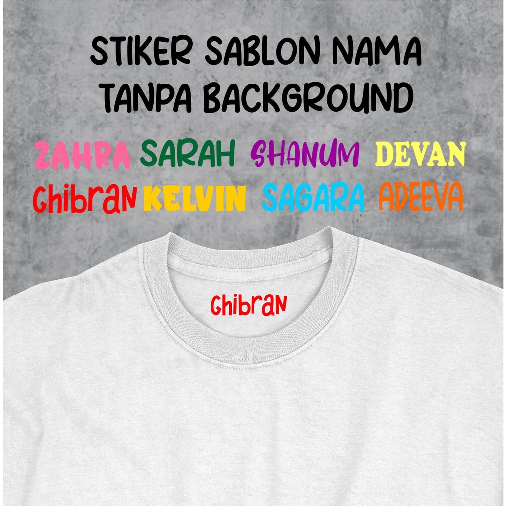 

Sticker Label Nama Kain Baju Kaos Sablon Setrika Sticker Iron Transparant