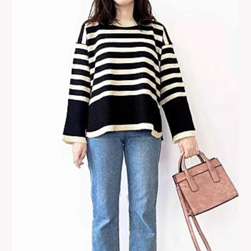 Alice Blaster Knit Rajut Stripe Wanita Terbaru / Atasan  Blazter Rajut Premium Korean Look