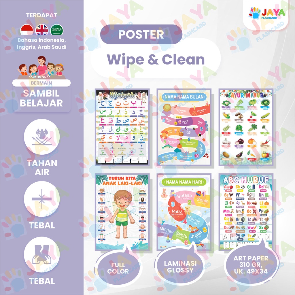 POSTER EDUKASI/GLOSI/WIPE CLEAN/MURAH