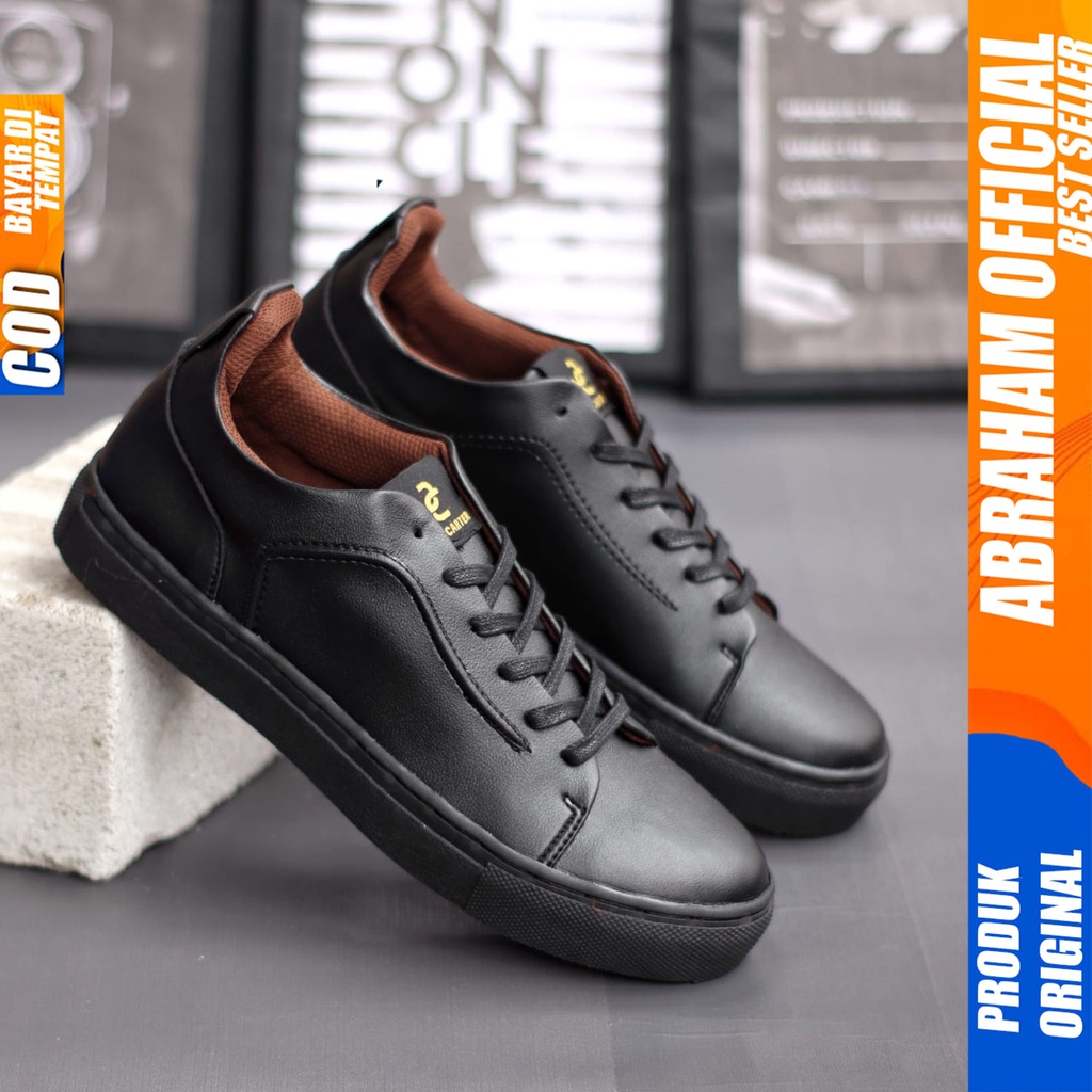 Sepatu Sneakers Pria Hitam Casual Kerja Abraham Alter